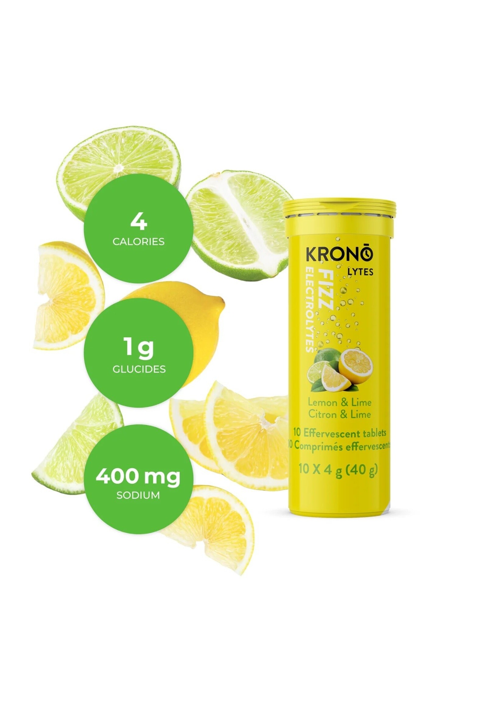 Krono Nutrition Tablettes effervescentes Kronolytes citron + lime