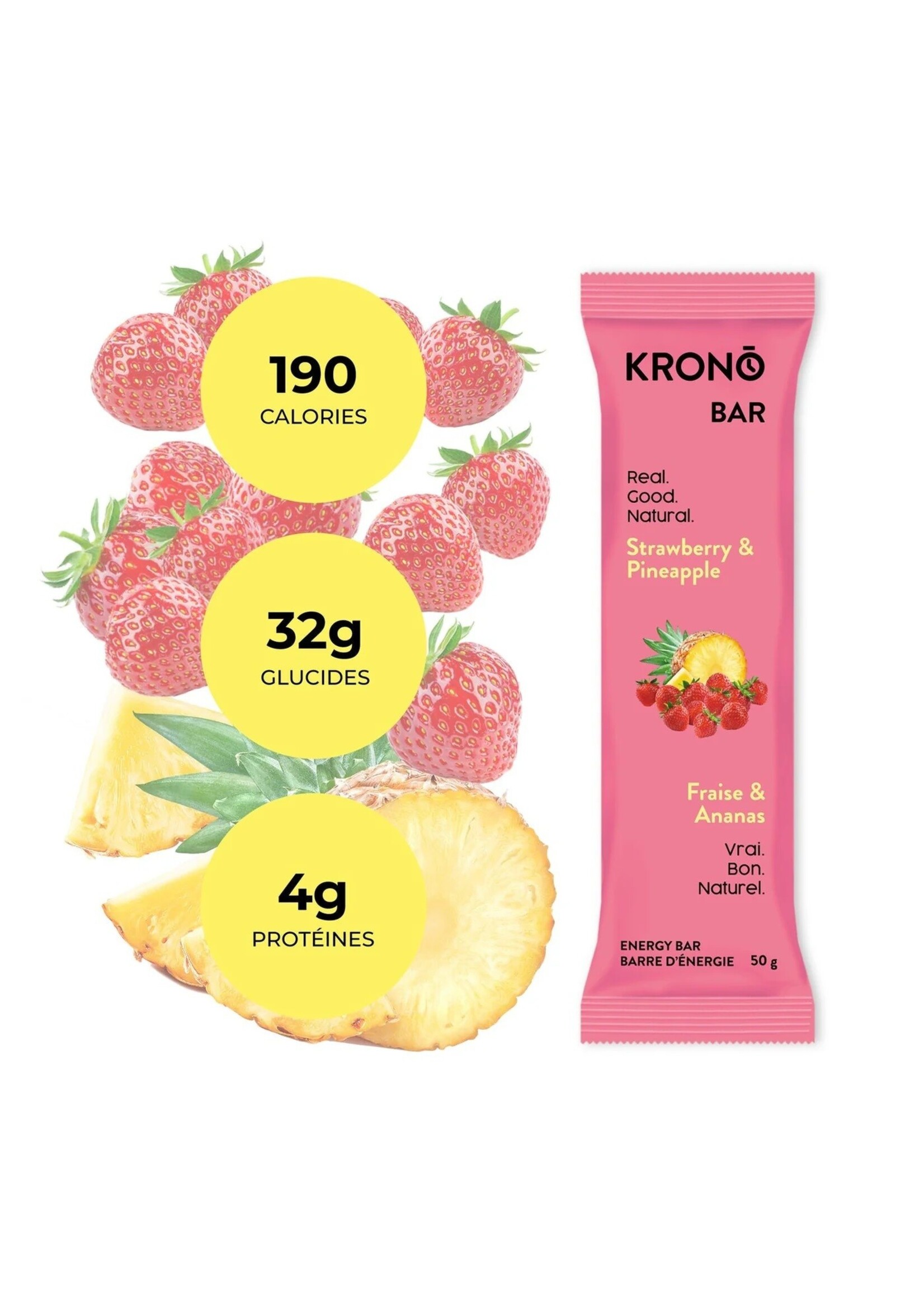 Krono Nutrition Barre énergétique Krono fraise + ananas