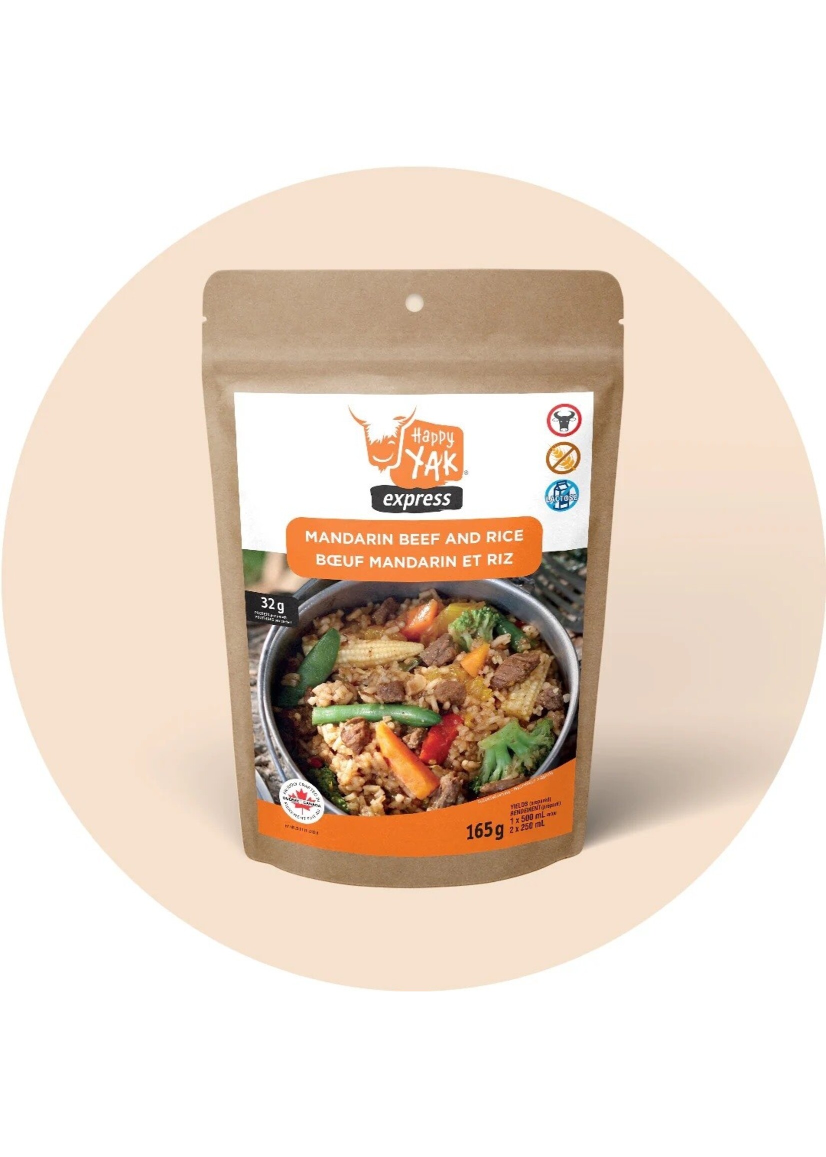 Happy Yak Boeuf à la mandarine et riz Happy Yak (sans gluten, sans lactose)