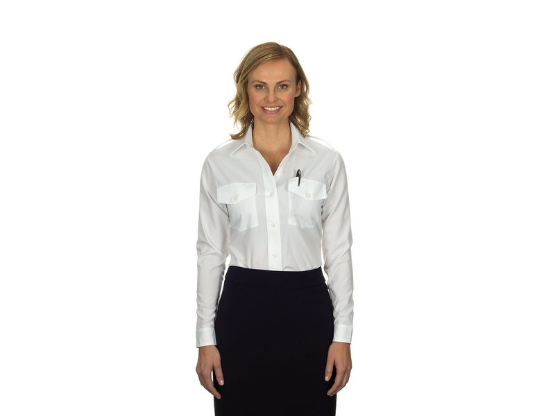 Phillips Van-Heusen Corp Shirt: Aviator LS Ladies, Wht, 6