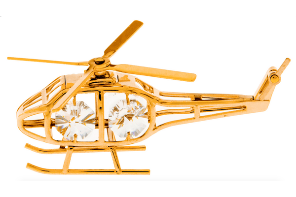 Crystal Helicopter Ornament Gold