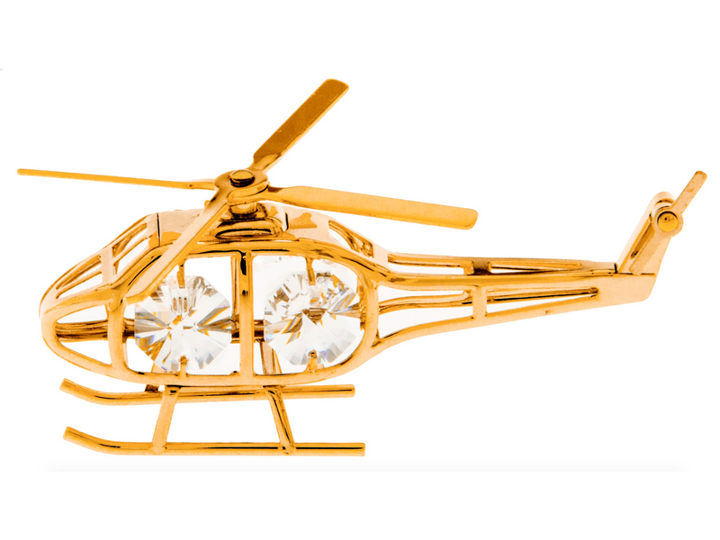 Crystal Helicopter Ornament Gold