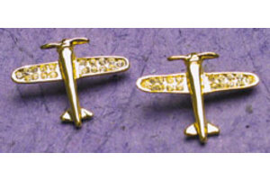 Earrings: Crystal Airplane Gold