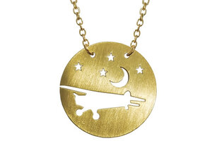 Necklace Cut Out Airplane and Stars Gold