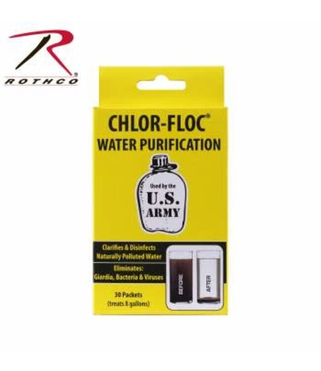 Chlor Floc Military Water Purification Powder Packets (30 Pieces, Up to 8 Gallons)