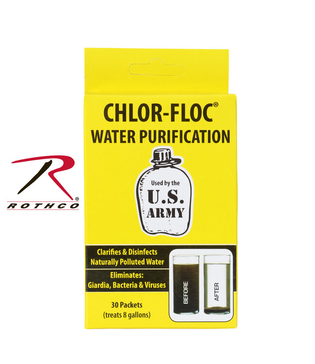 Chlor Floc Military Water Purification Powder Packets (30 Pieces, Up to 8 Gallons)