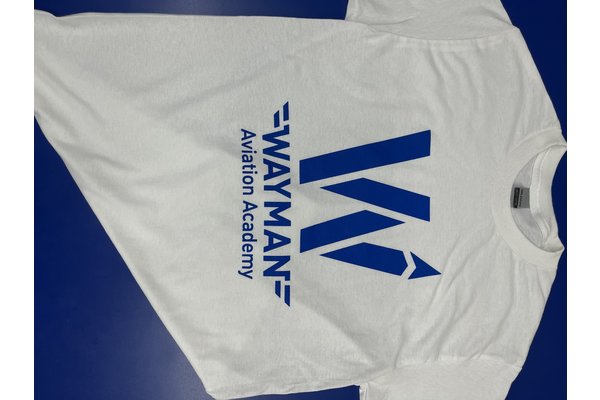 Wayman Pilot Supplies T-Shirt: Wayman White w/ Blue Logo