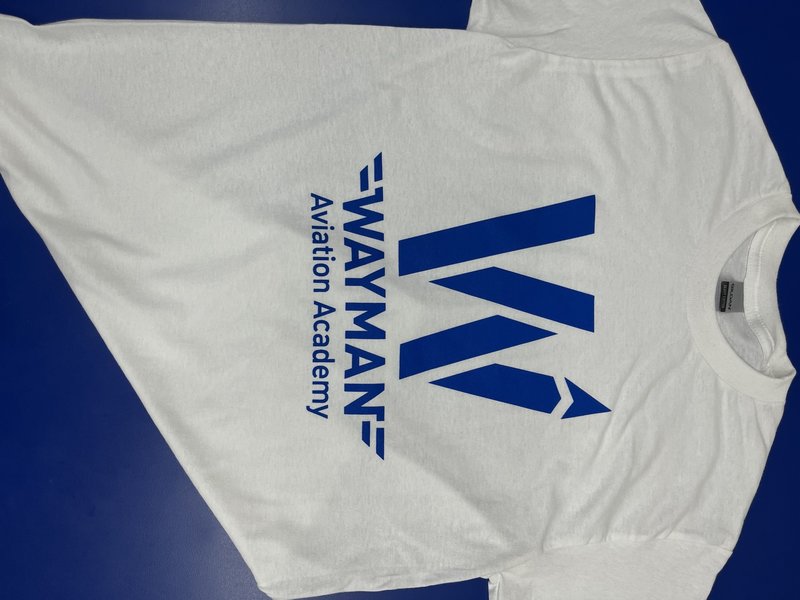 Wayman Pilot Supplies T-Shirt: Wayman White w/ Blue Logo