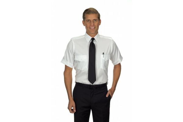 Philips Van Heusen Men's Non-Iron Aviator Shirt - Short Sleeve, 15.5 / White