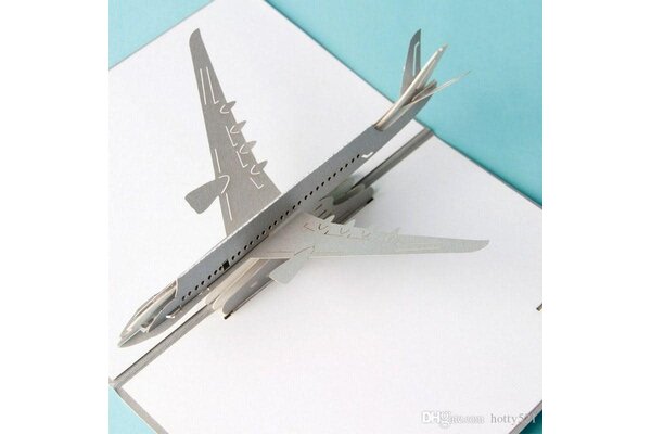 Airplane Card 3D Silver Jet