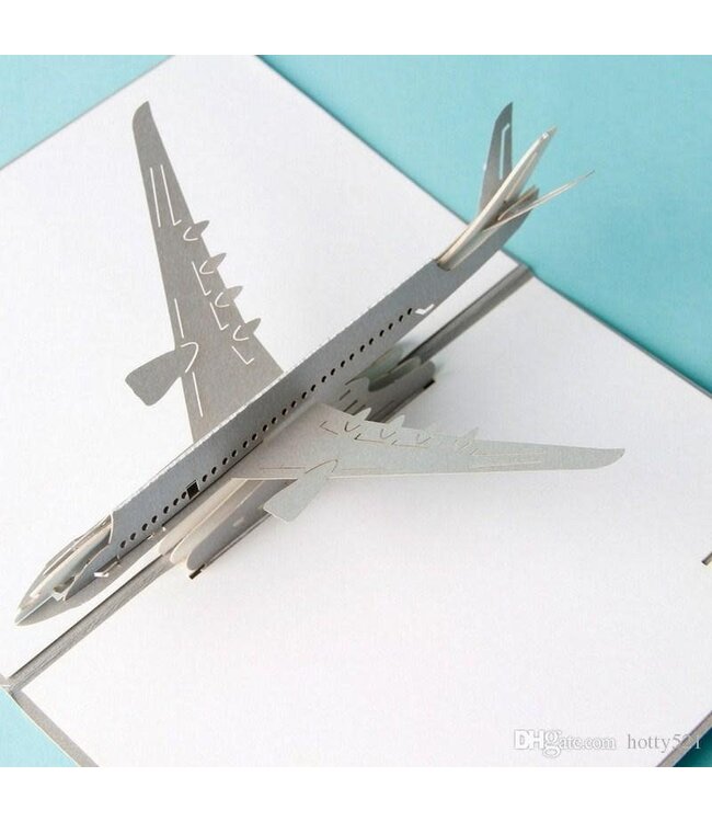 Airplane Card 3D Silver Jet