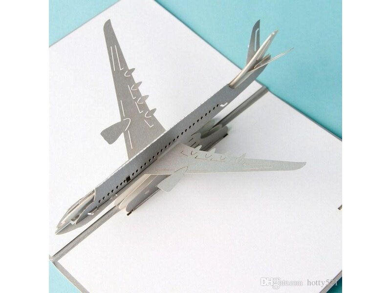 Airplane Card 3D Silver Jet