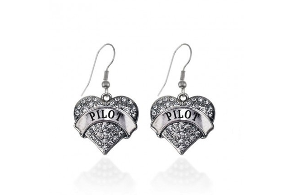 Pilot Pave Heart Earrings