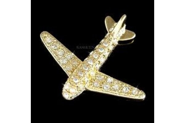 Lauren-Spencer Pin: Airplane w/ Crystals