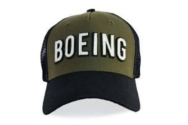 Cap: BOEING MESH BACK Hat, BLACK AND KHAKI