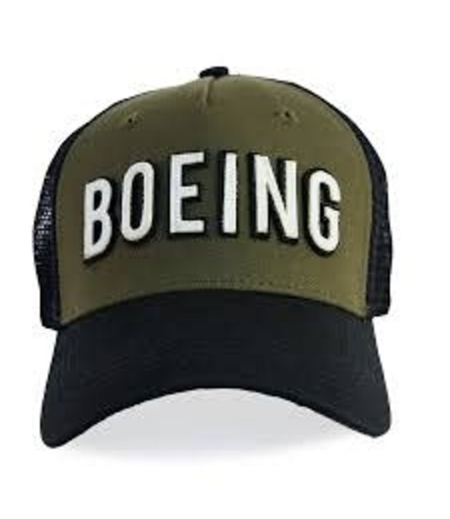 Cap: BOEING MESH BACK Hat, BLACK AND KHAKI