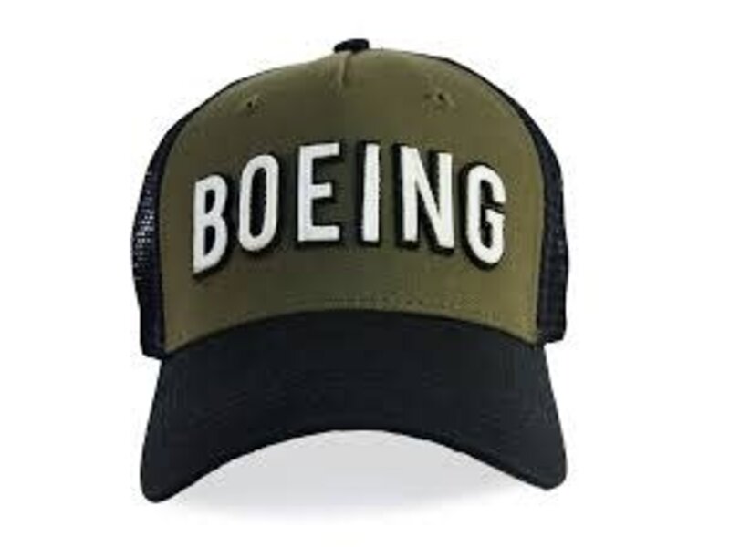 Cap: BOEING MESH BACK Hat, BLACK AND KHAKI