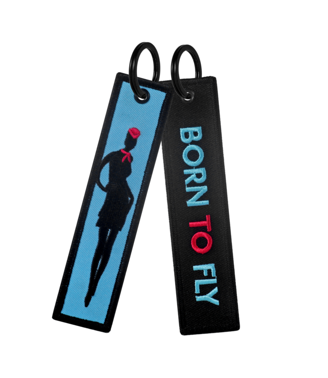 Keychain: Embroidered, Born To Fly [Black & Blue]