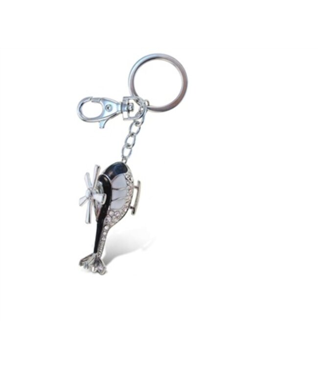 Blk Rhinestone Helicopter Keychain