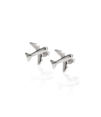 Airplane Earrings, silver