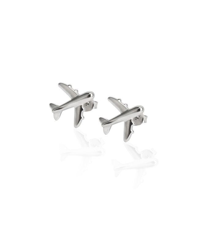 Airplane Earrings, silver