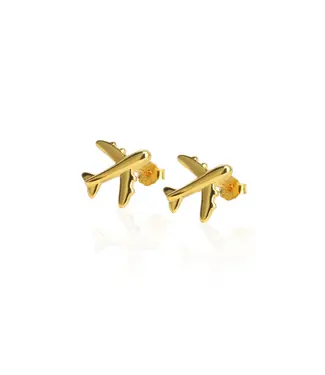Airplane Earrings, gold