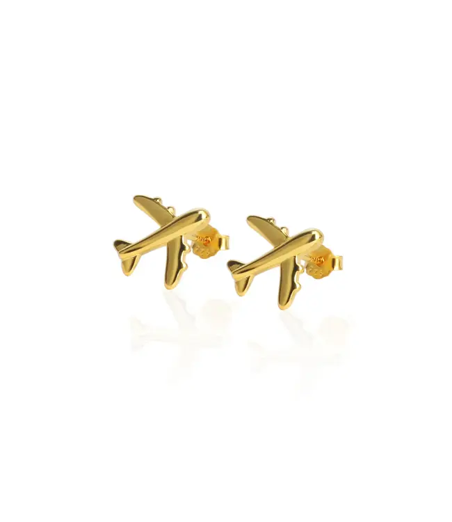Airplane Earrings, gold
