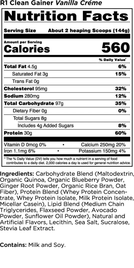 Rule 1 R1 Gain Clean Protein Gainer