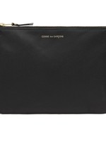 COMME des GARÇONS WALLET Comme des Garçons Large Zip Pouch in Black Leather