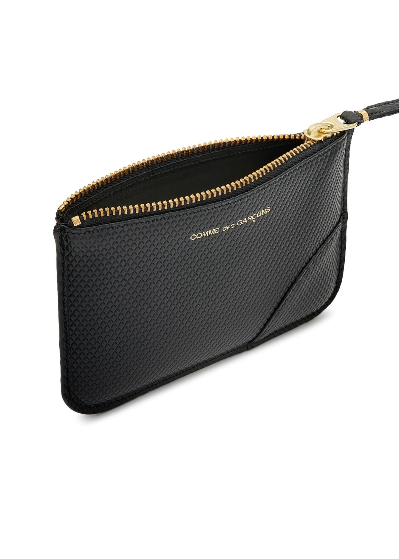 black leather zip pouch