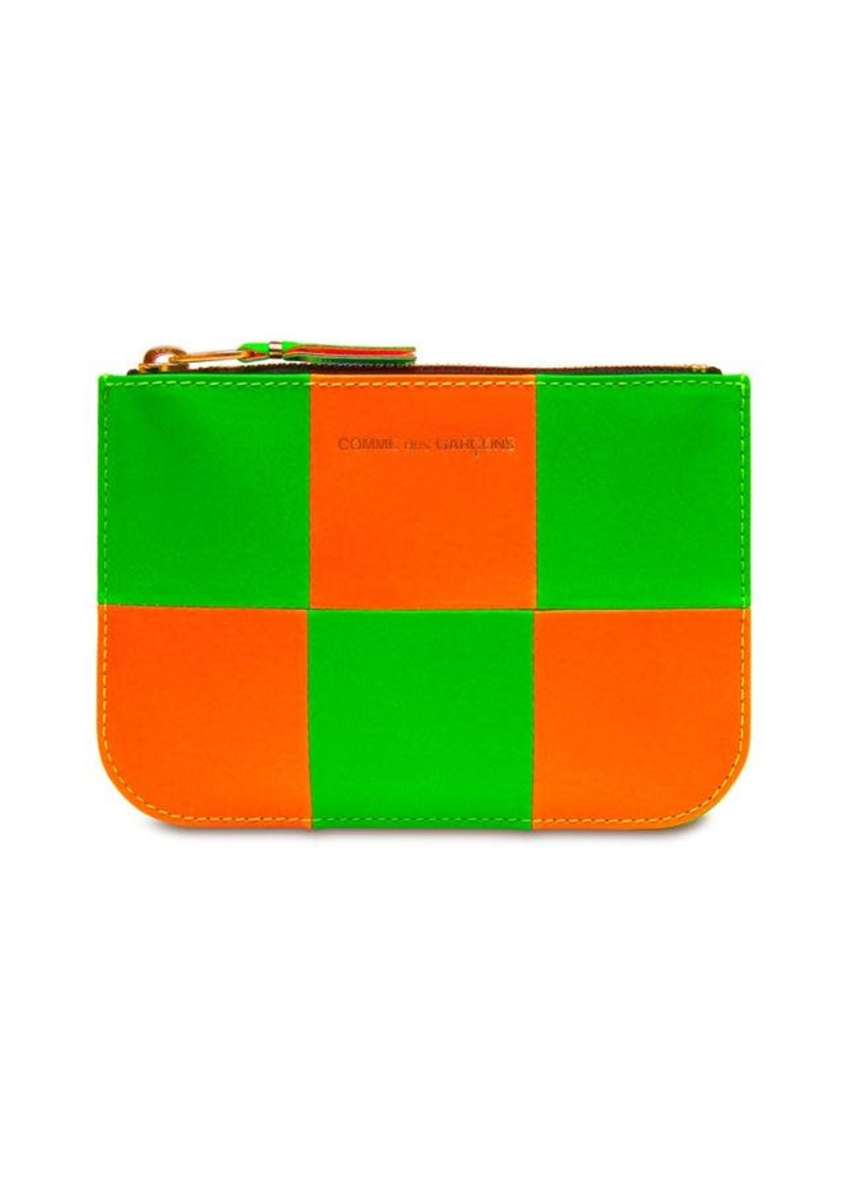 COMME des GARÇONS WALLET Small neon Checkerboard Zip Pouch