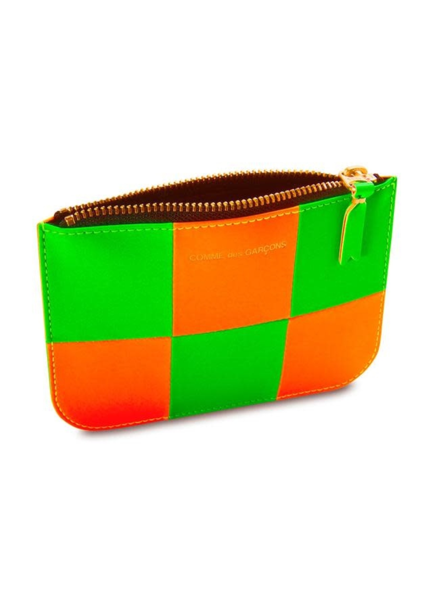 COMME des GARÇONS WALLET Small neon Checkerboard Zip Pouch