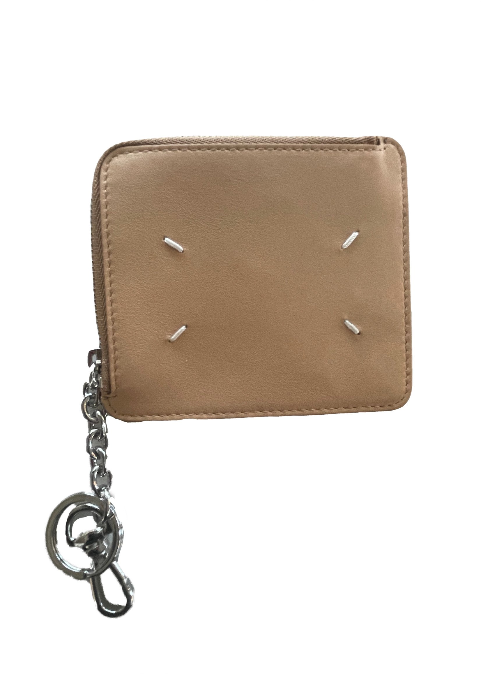 Maison Margiela ZIP WALLET WITH KEYCHAIN IN Nude AND Silver