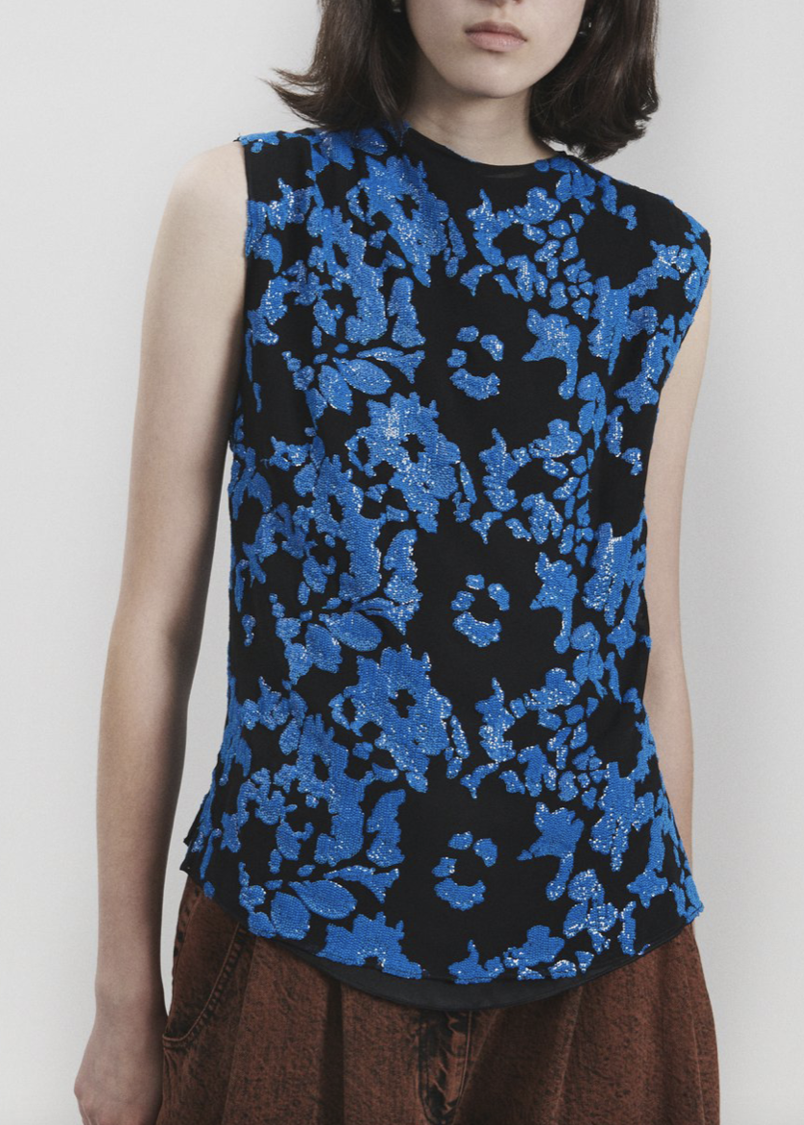 Rachel Comey Kaoma Sequin Top in Blue and Black