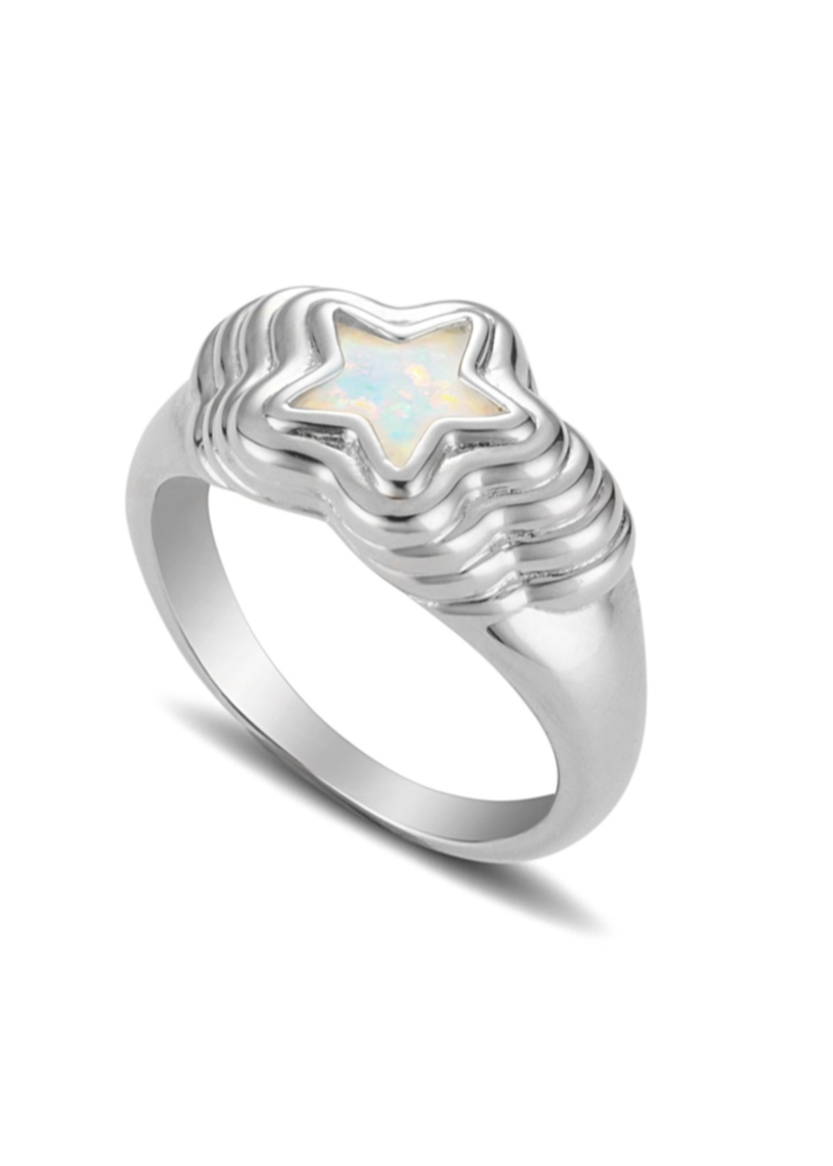 July Child The Starstruck Ring in Opal and Silver