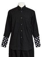 COMME des GARÇONS SHIRT Black Long Sleeve Double Cuff Shirt with Polka dots