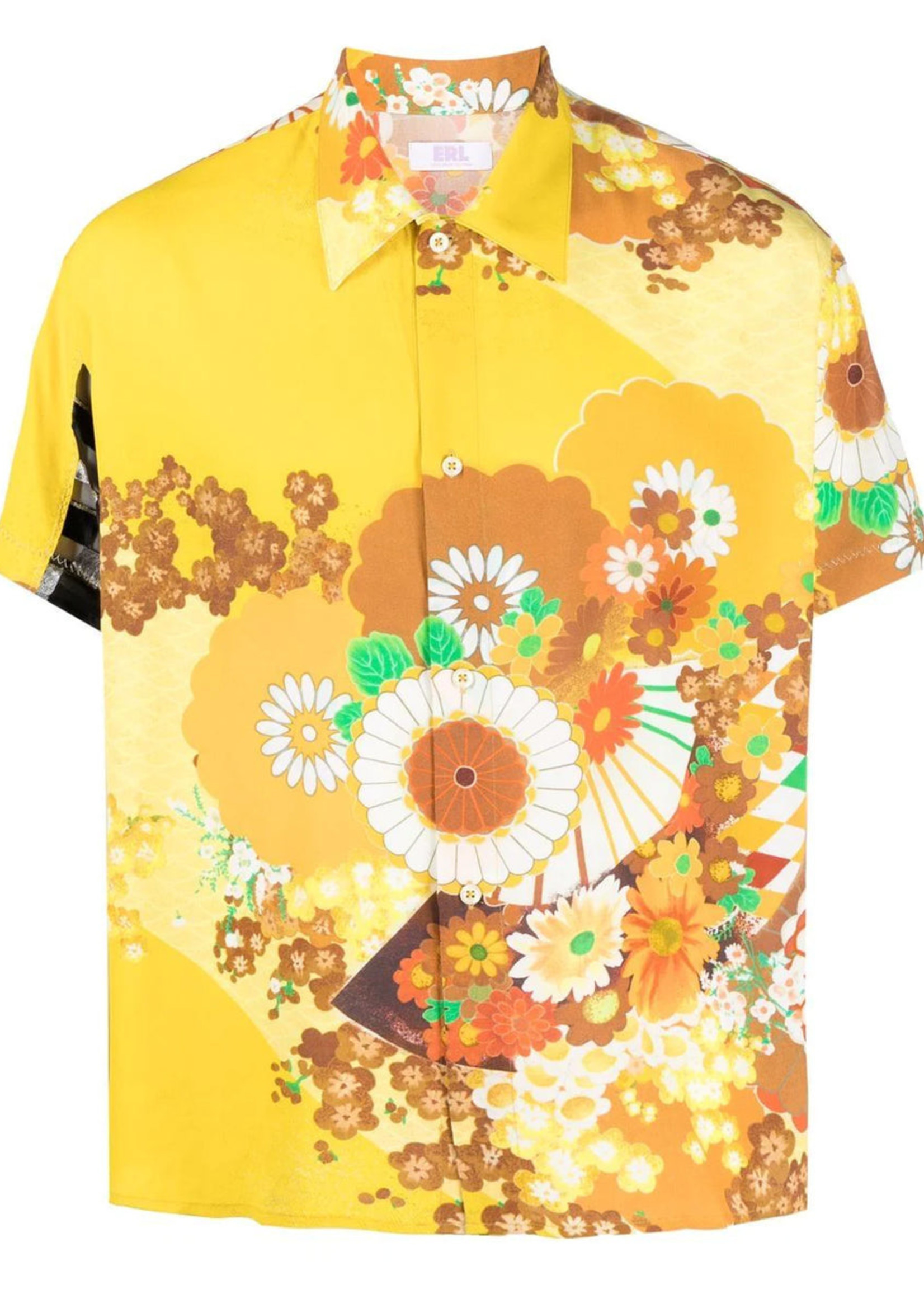 ERL Floral Button up Shirt in Yellow