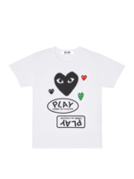 COMME des GARÇONS PLAY Multi Logo T-shirt with Embroidered Hearts in White