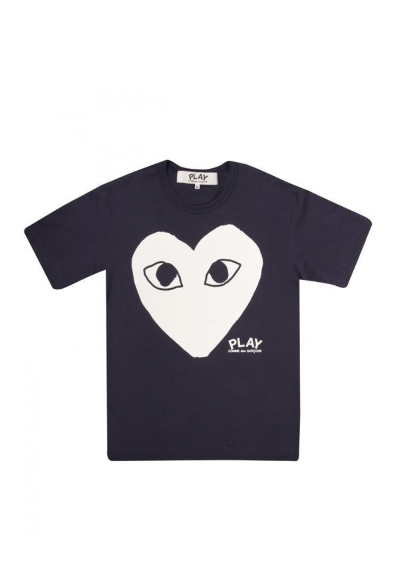 COMME des GARÇONS PLAY Navy T-shirt with Large White Heart - NOW