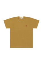 COMME des GARÇONS PLAY Mustard T-shirt with Embroidered Mini Red Heart
