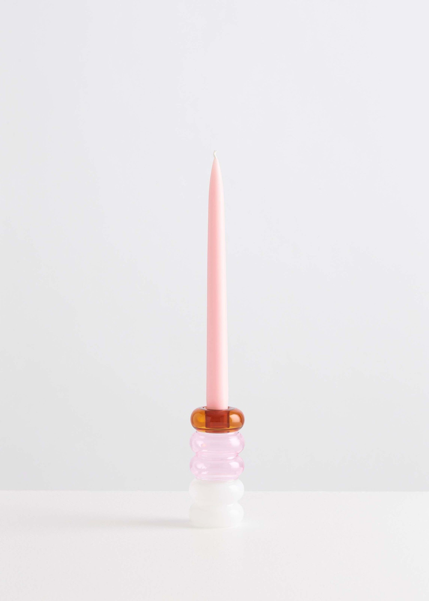 MAISON BALZAC The Grande Pauline Glass Candle Holder in Pink and White