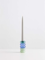 MAISON BALZAC The Grande Pauline Glass Candle Holder in Green and Blue