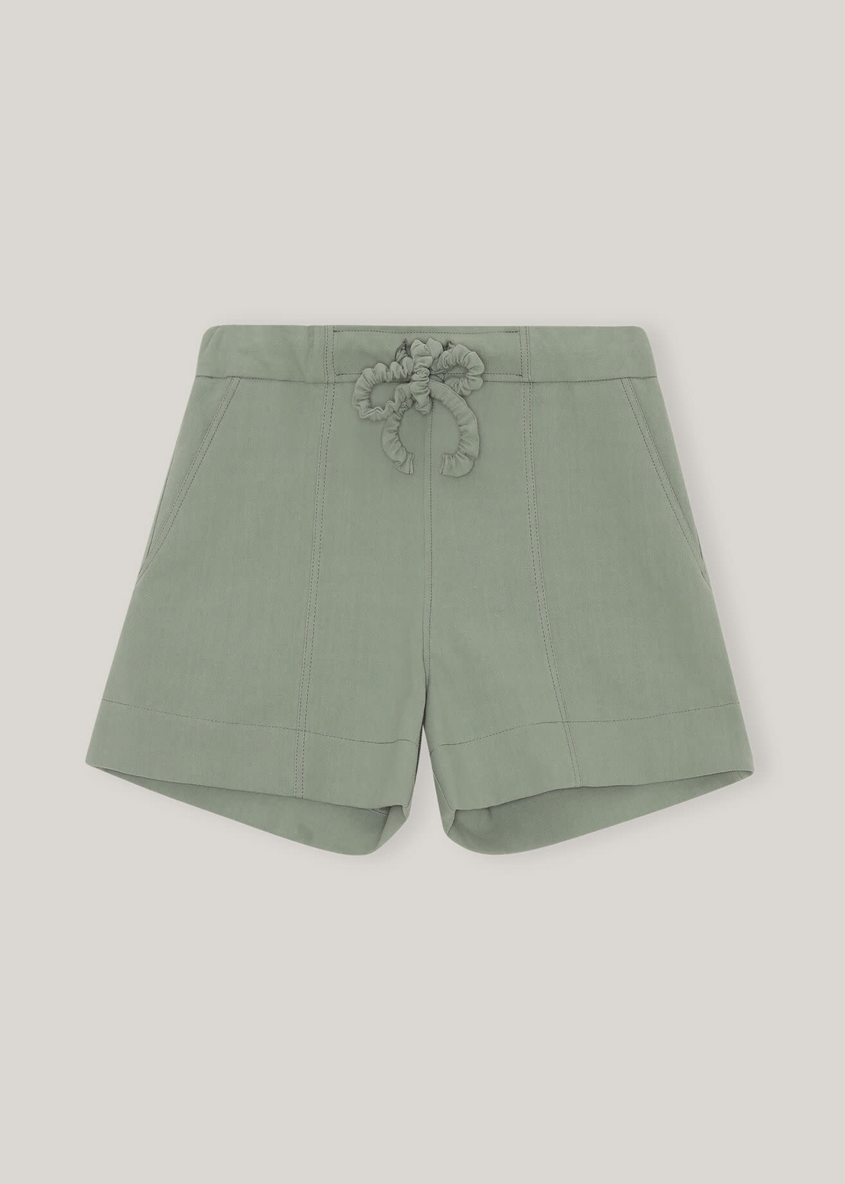 GANNI Drawstring Suiting Shorts in Green Bay
