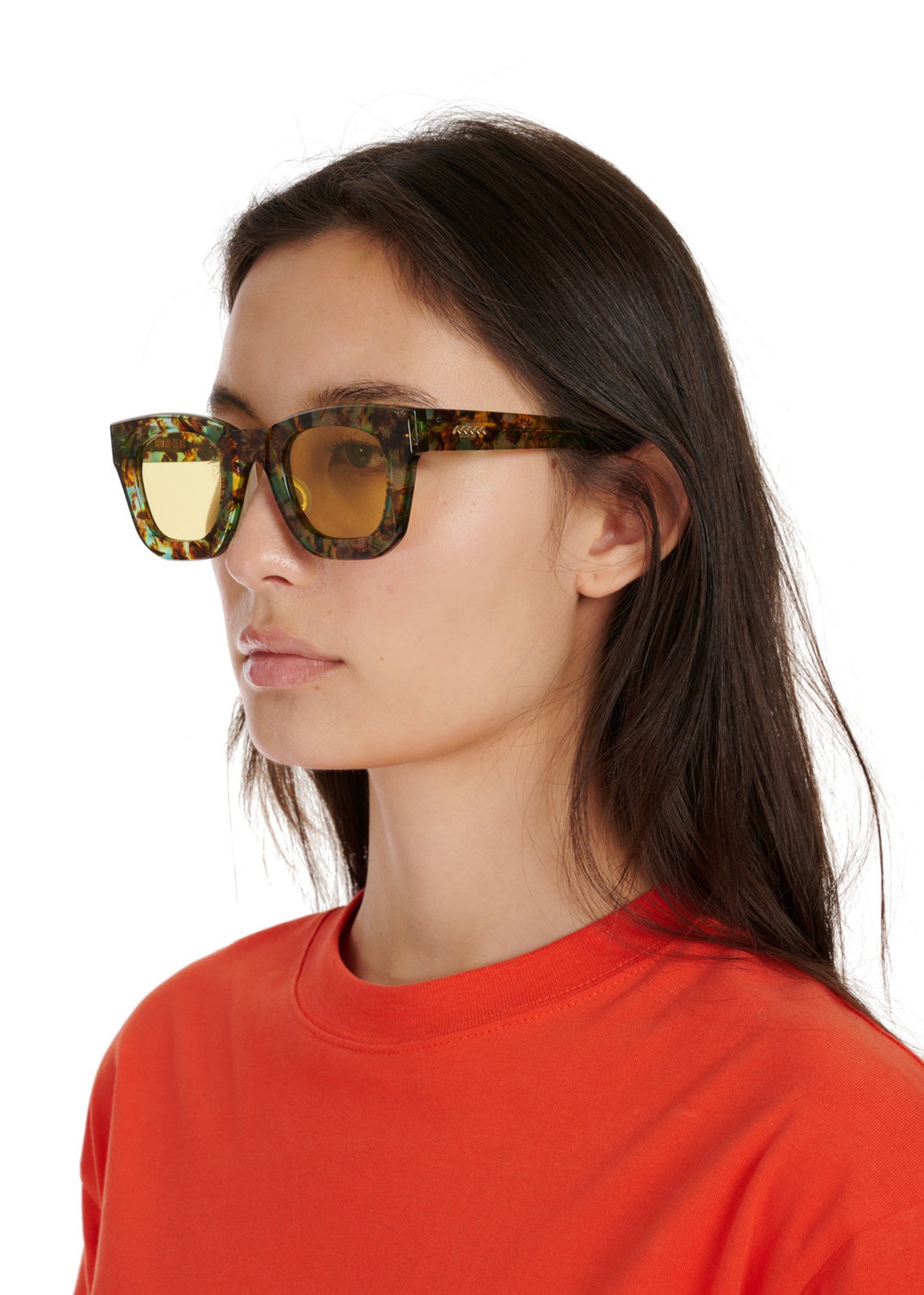 Brain Dead Elia Sunglasses in Forest and Yellow