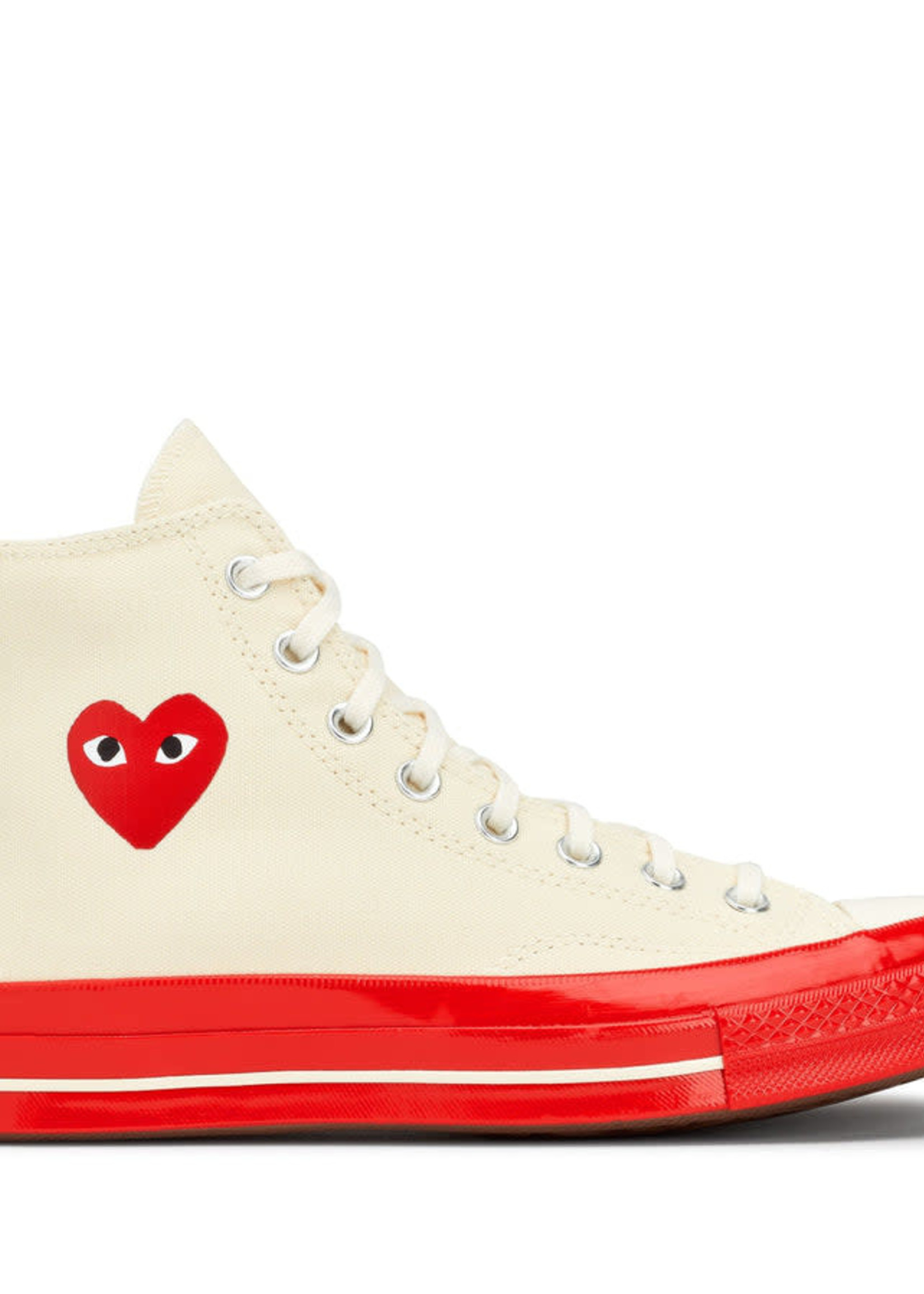 Comme des Garçons Converse High Top White and Red - NOW OR