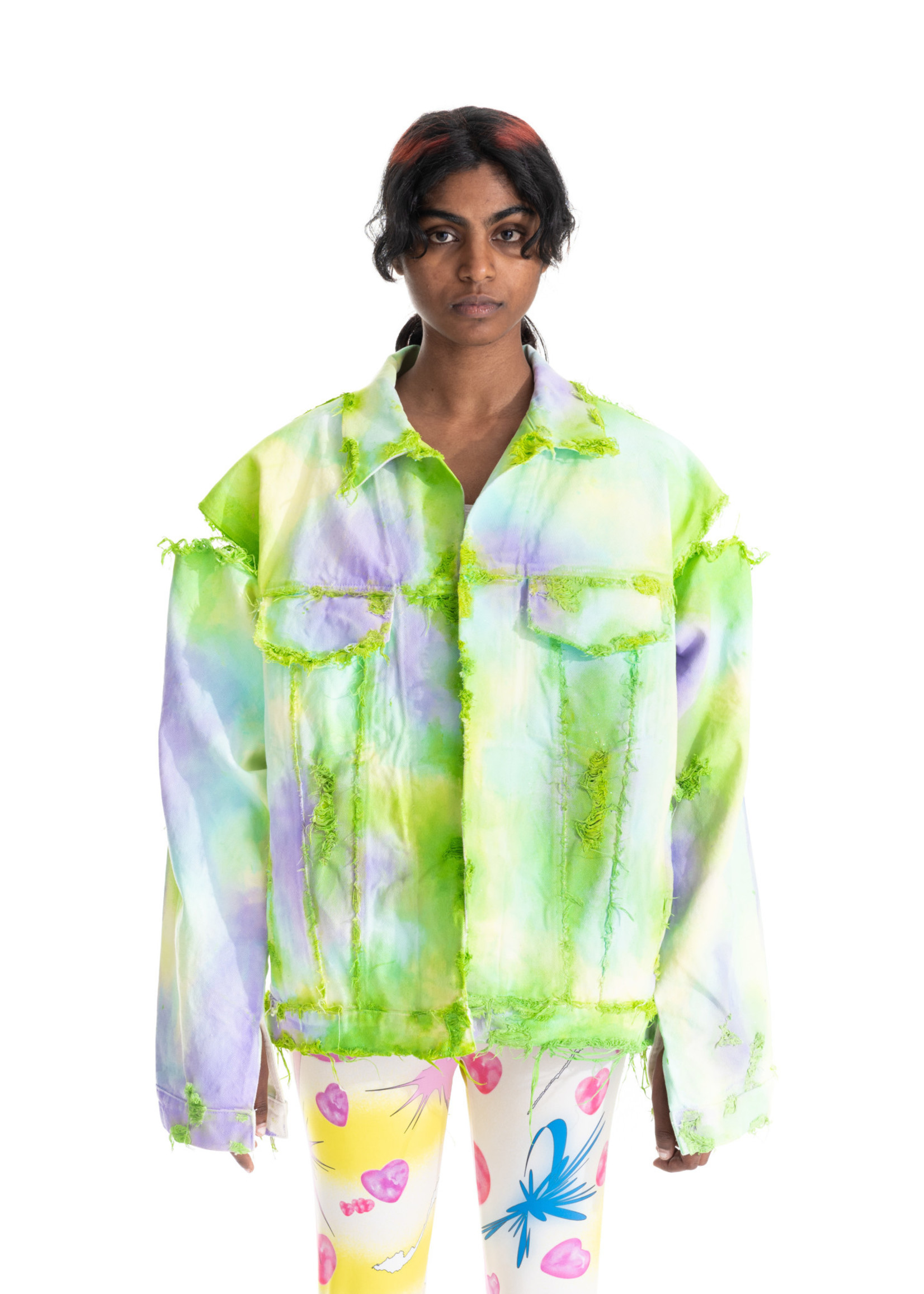 LIBERAL YOUTH MINISTRY Sunset Hand Painted Jacket in Green