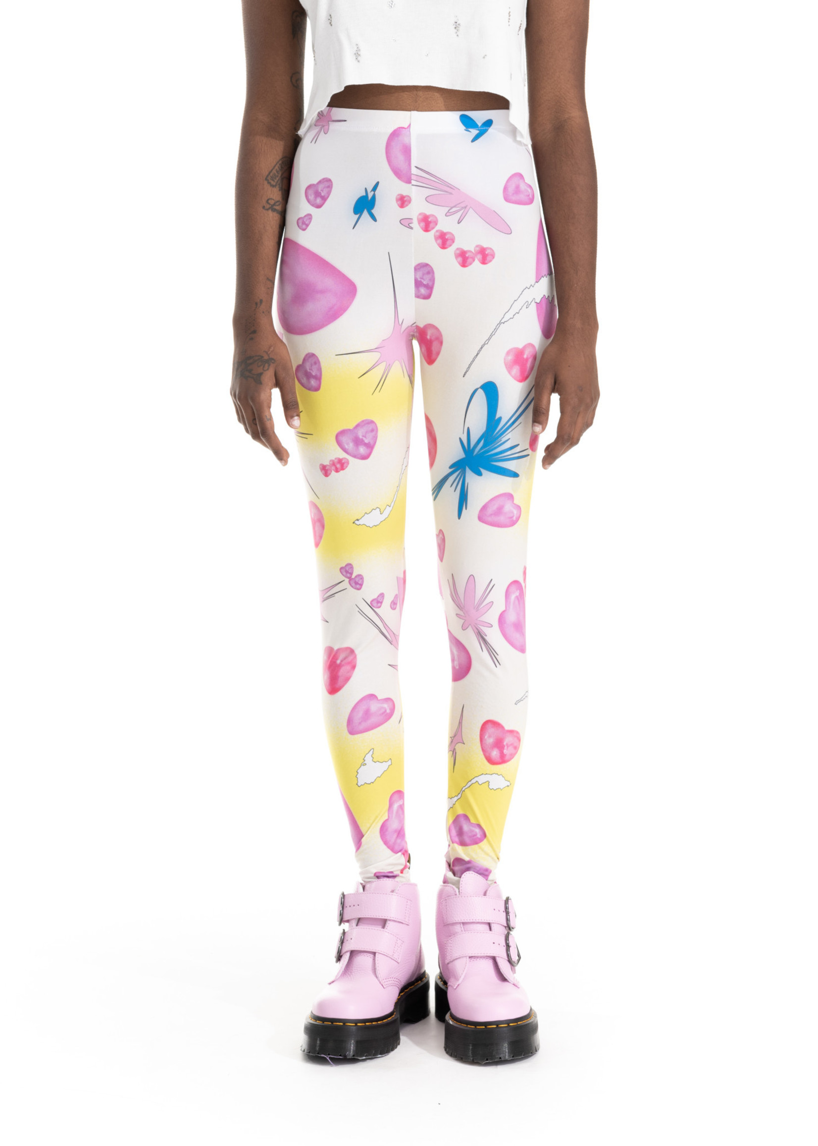 LIBERAL YOUTH MINISTRY Pink All Over Airbrush Heart Print Leggings