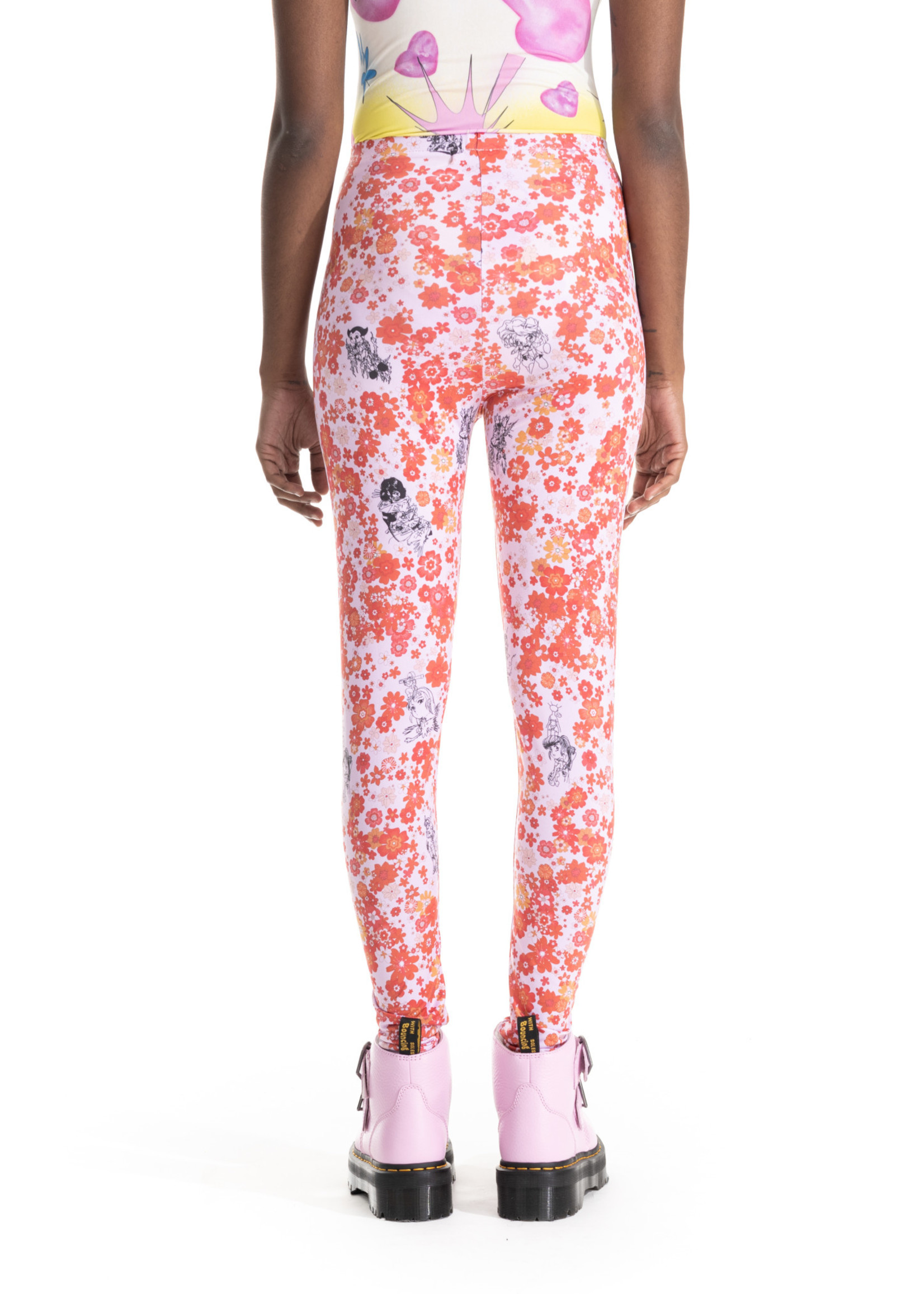 LIBERAL YOUTH MINISTRY Red Floral Anime Print Leggings