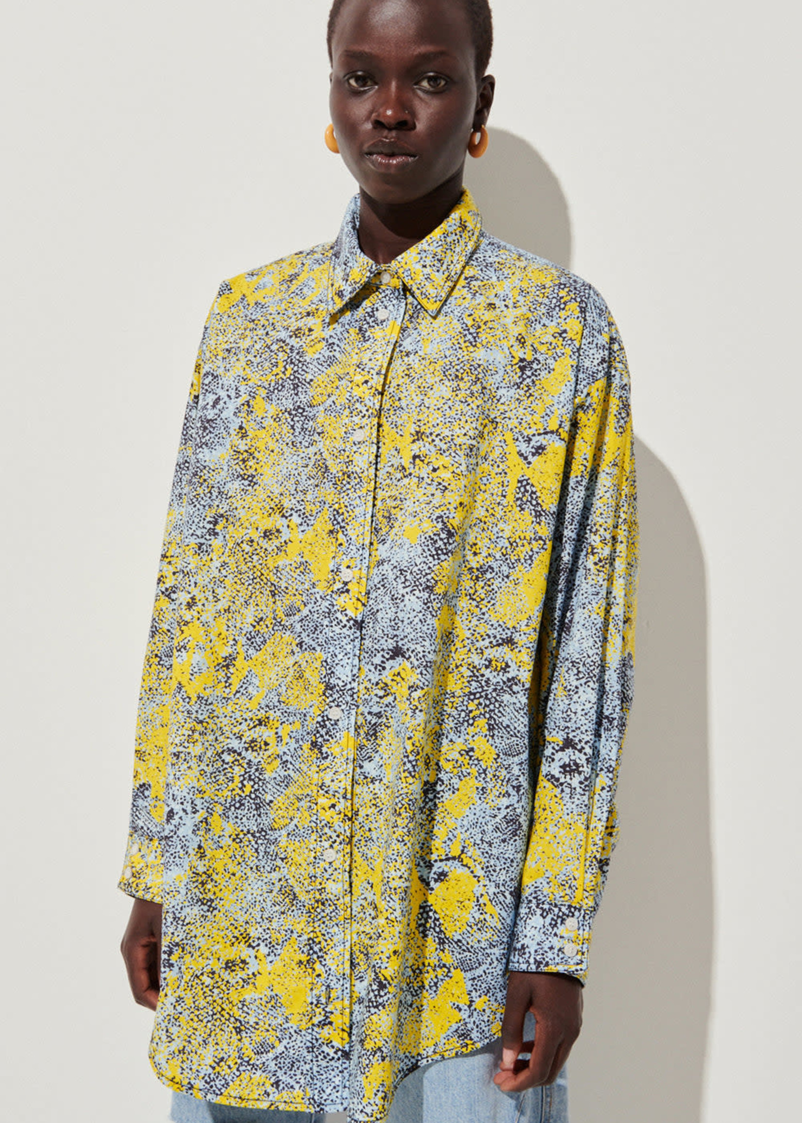 Rachel Comey Isa Shirt in Blue and Yellow Snake Print