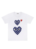 COMME des GARÇONS PLAY Double Polka Dot Hearts on White T-shirt